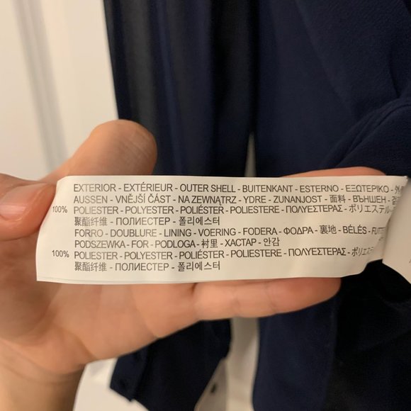 Zara Trafaluc Navy Blue Tie-Neck Sheer Button-up Long-Sleeve Blouse (US Size L) - Picture 7 of 9